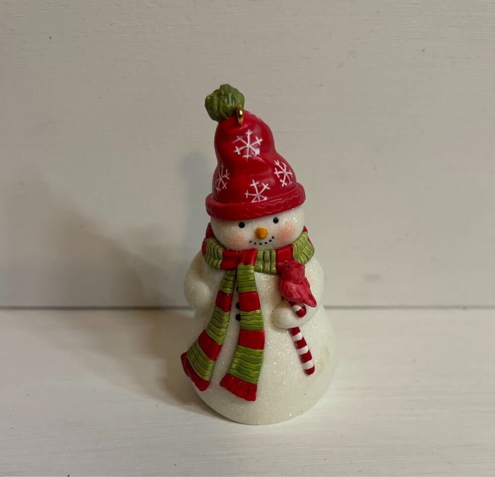 Hallmark Snowman Christmas Ornament with Red Hat and Green Scarf